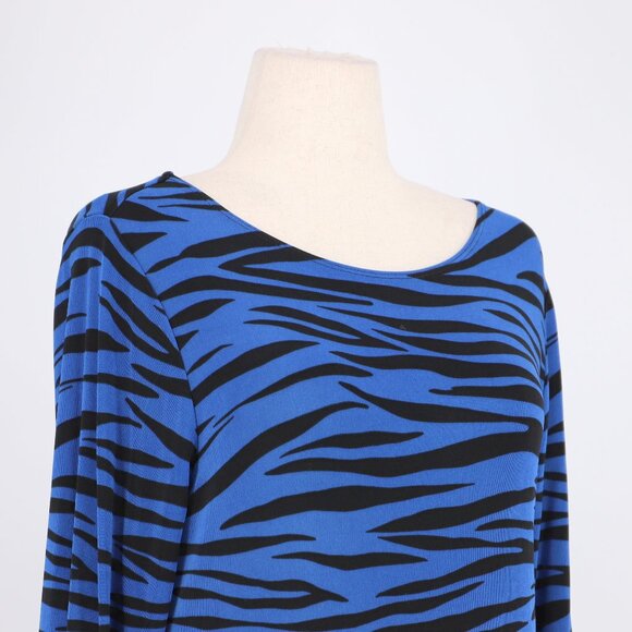 CHICO'S Travelers Slinky Stretch Blue Zebra Print Midi Dress Size 2 (12/14) - Picture 3 of 6